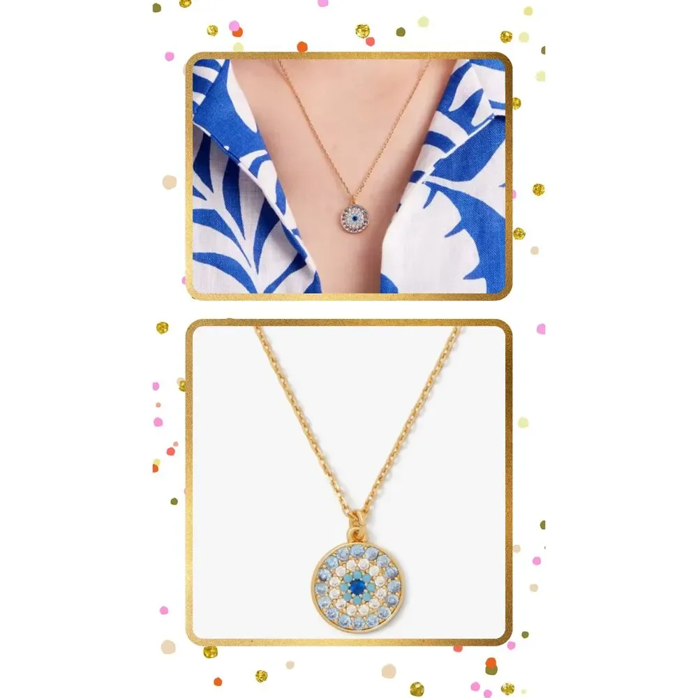 KATE SPADE NY All Seeing Evil Eye Pave Pendant Necklace